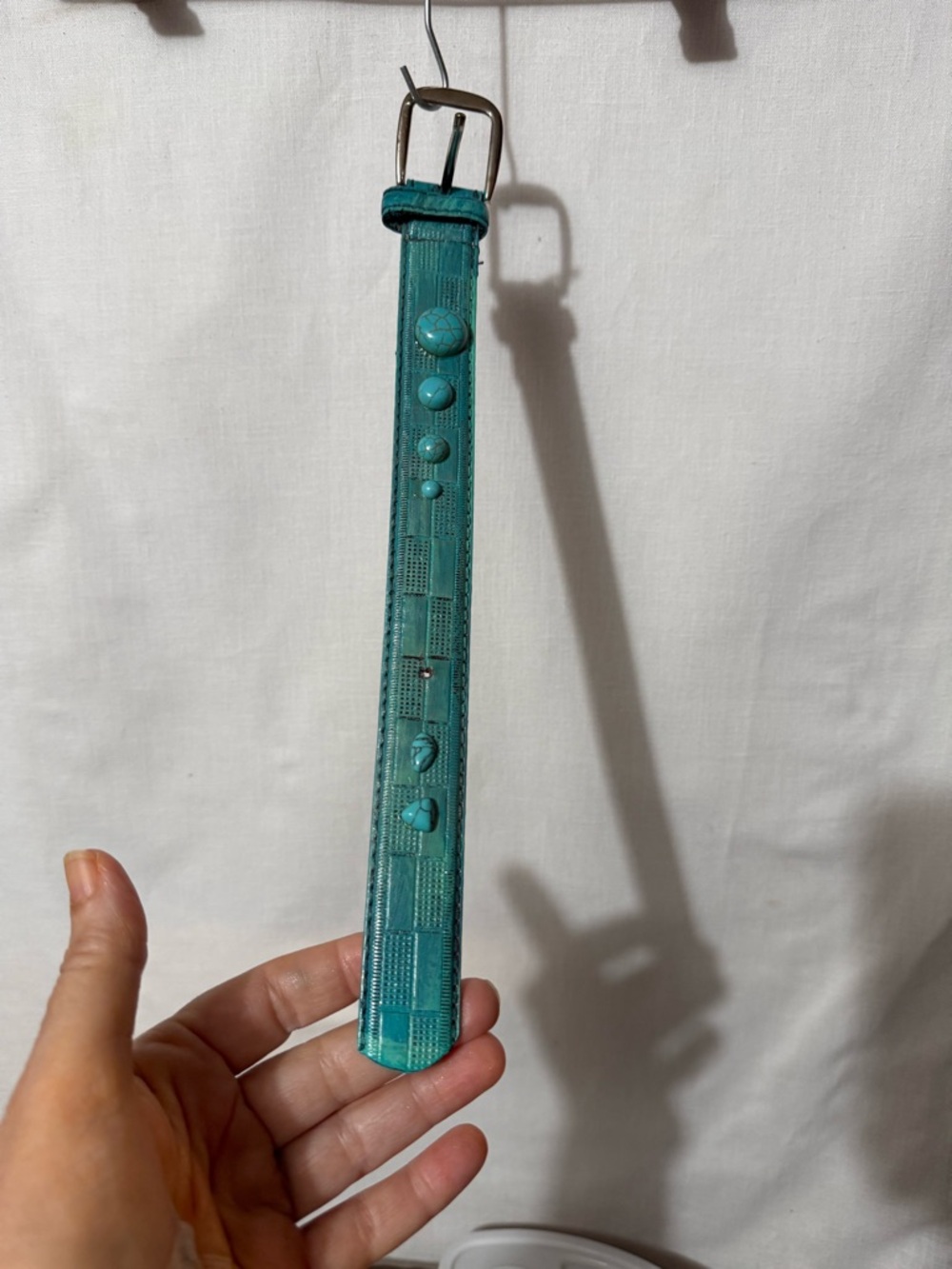 Teal Faux Leather Studded bracelet